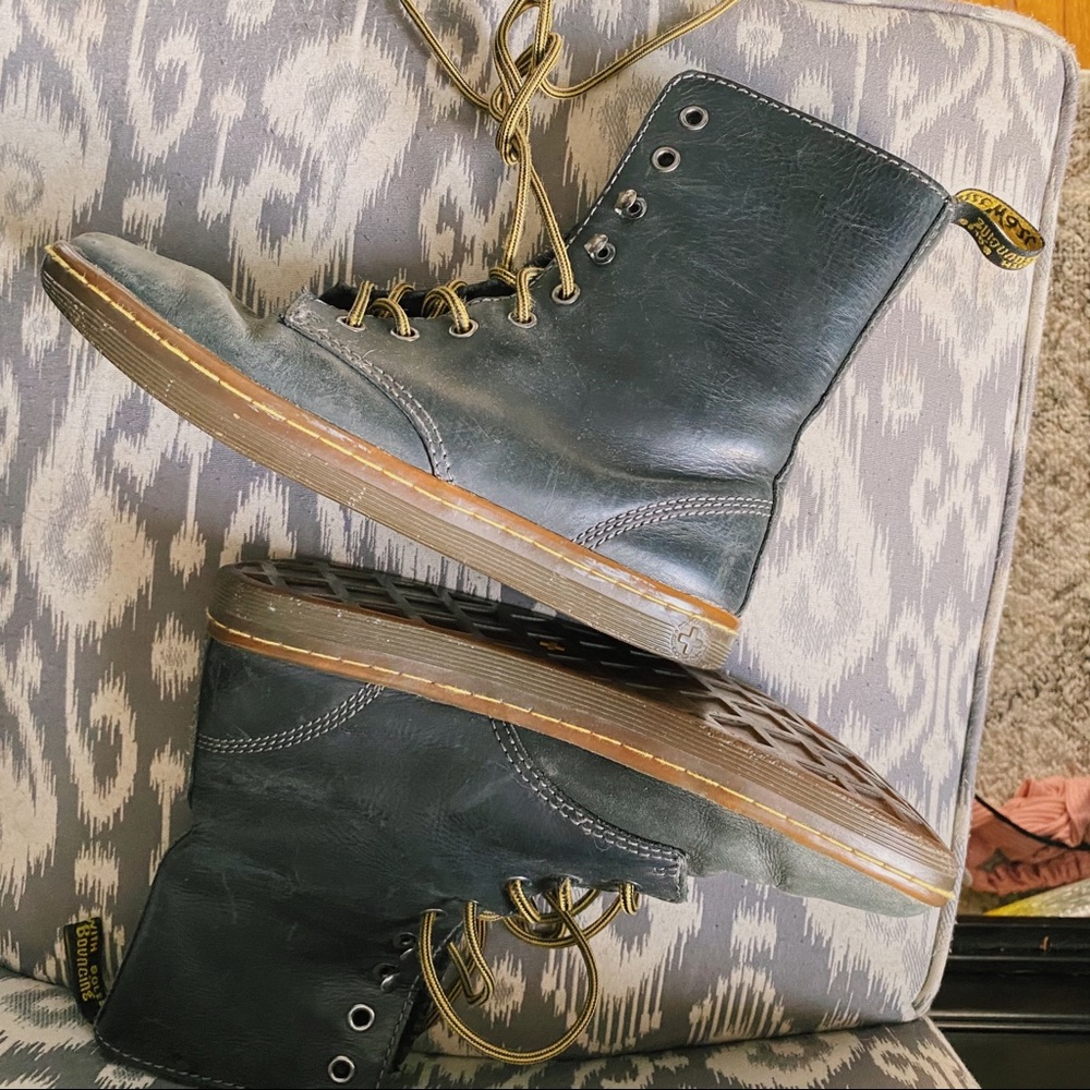 Black Doc Martens Stratford Style With Yellow Laces and Speed Hooks